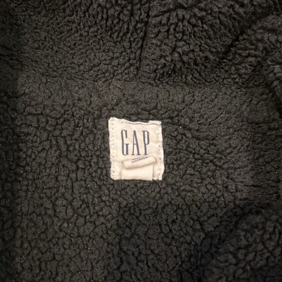Gap Boys Black Fleece Lined Hooded Zip-up Sweatshirt - Picture 6 of 8